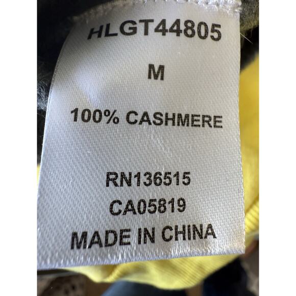 Harper Lane 100% Cashmere Sz Med Gray Heather Long Sleeve Sweater Purple Piping - Picture 10 of 12